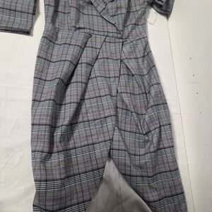 L'ATISTE Gray Plaid Midi Dress